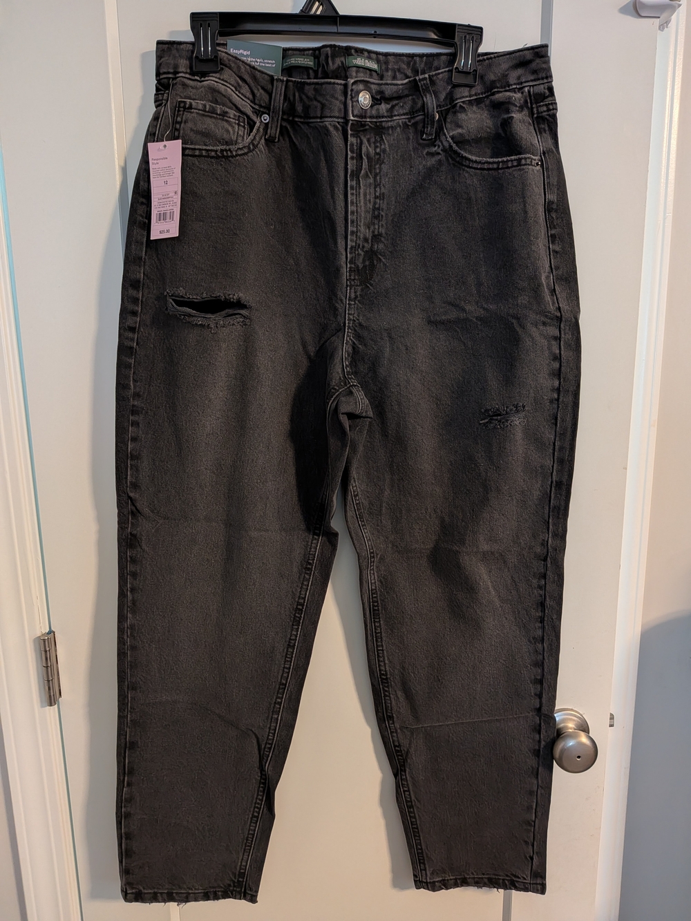 Wild Fable Washed Black Distressed High Rise Tapered Jeans